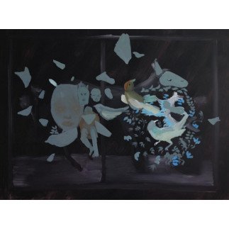 商店橱窗里有一只小鹿