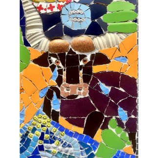 Wenn der Minotaurus weint – Alice Sauvage (2025) | Zeitgenössisches Mosaik | Galerie Cindy Lecomte